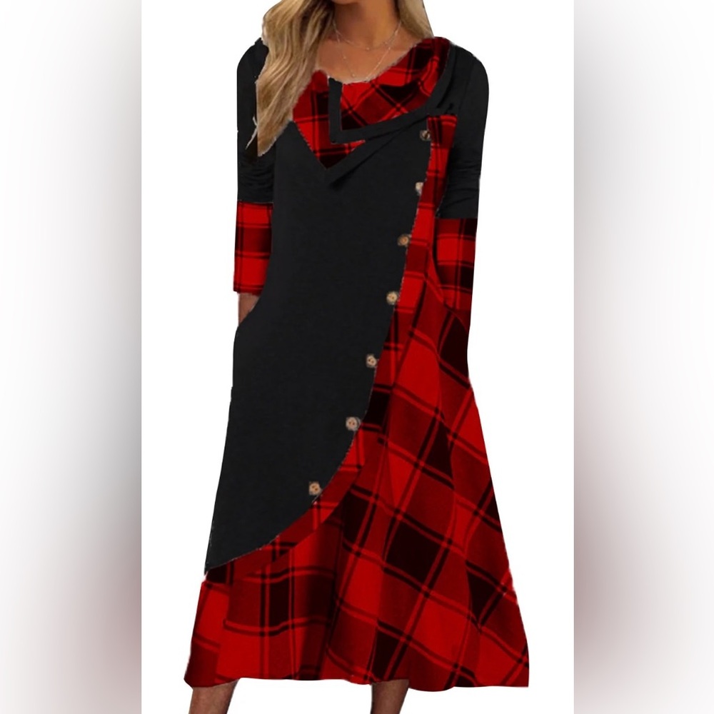NWOT Plaid Flannel Midi Dress 🩶